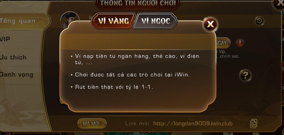 Người chơi có thể tùy chọn ví điện tử để giao dịch cùng IWIN